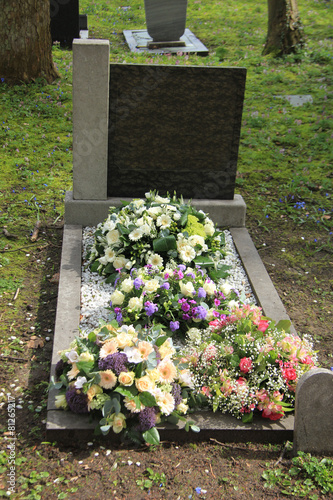 Sympathy flowers on a grave