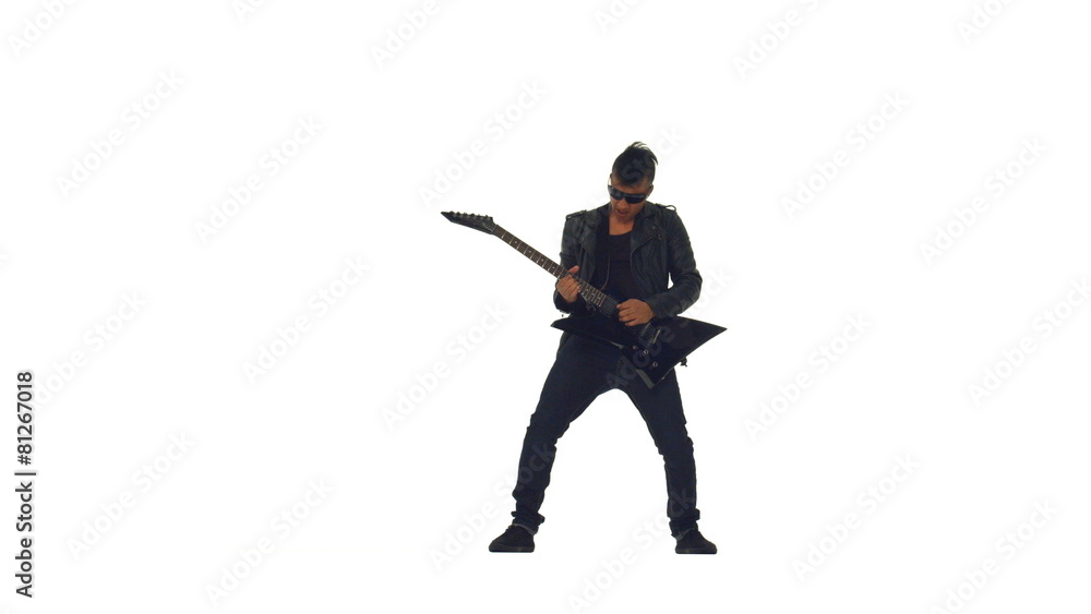 cool guy playing e guitar on white cool guy playing e guitar on white