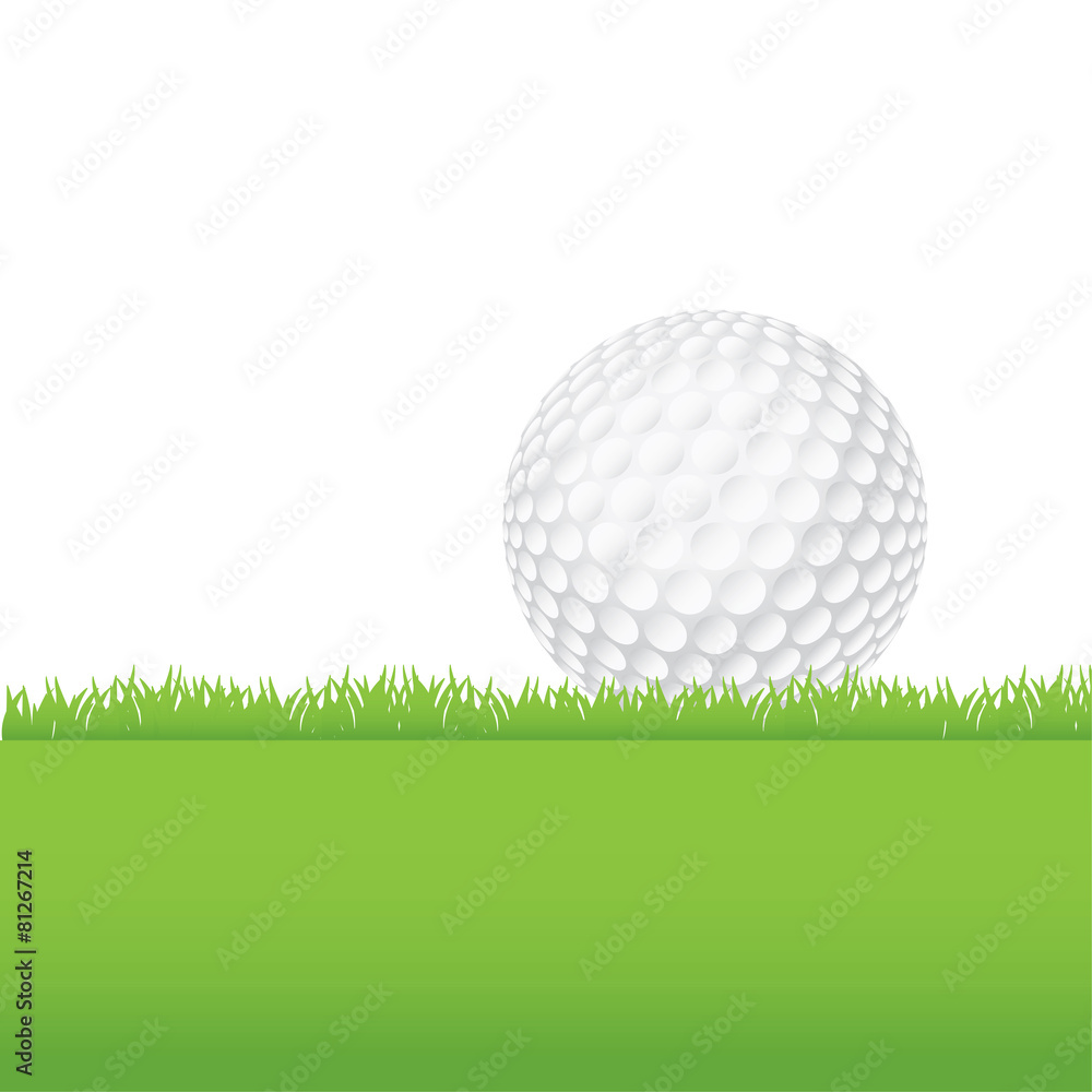 Golf Ball Sitting on a Grass Background Illustration