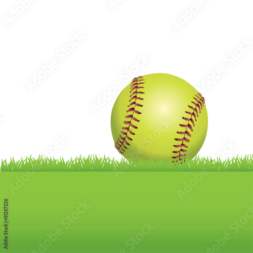 A Softball Sitting on Grass Illustration