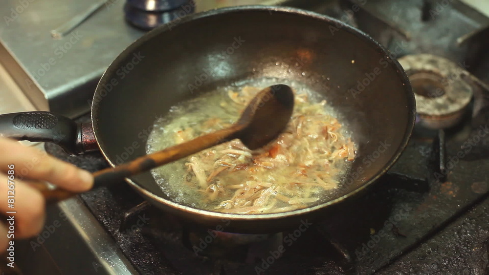 Stir-fry noodles prepared in wok Stir-fry noodles prepared in wok