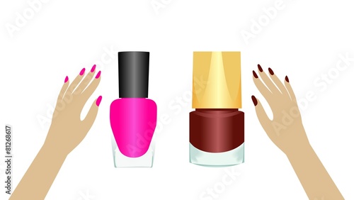 Realistic two nail polishes.