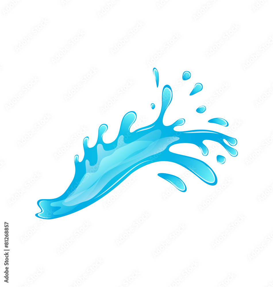 Fototapeta Błękitne wody pluśnięcie odizolowywający na białym tle
