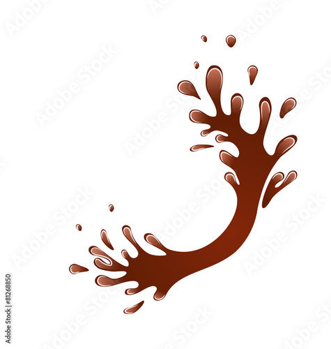 Splash hot coffee or chocolate isolated on white background