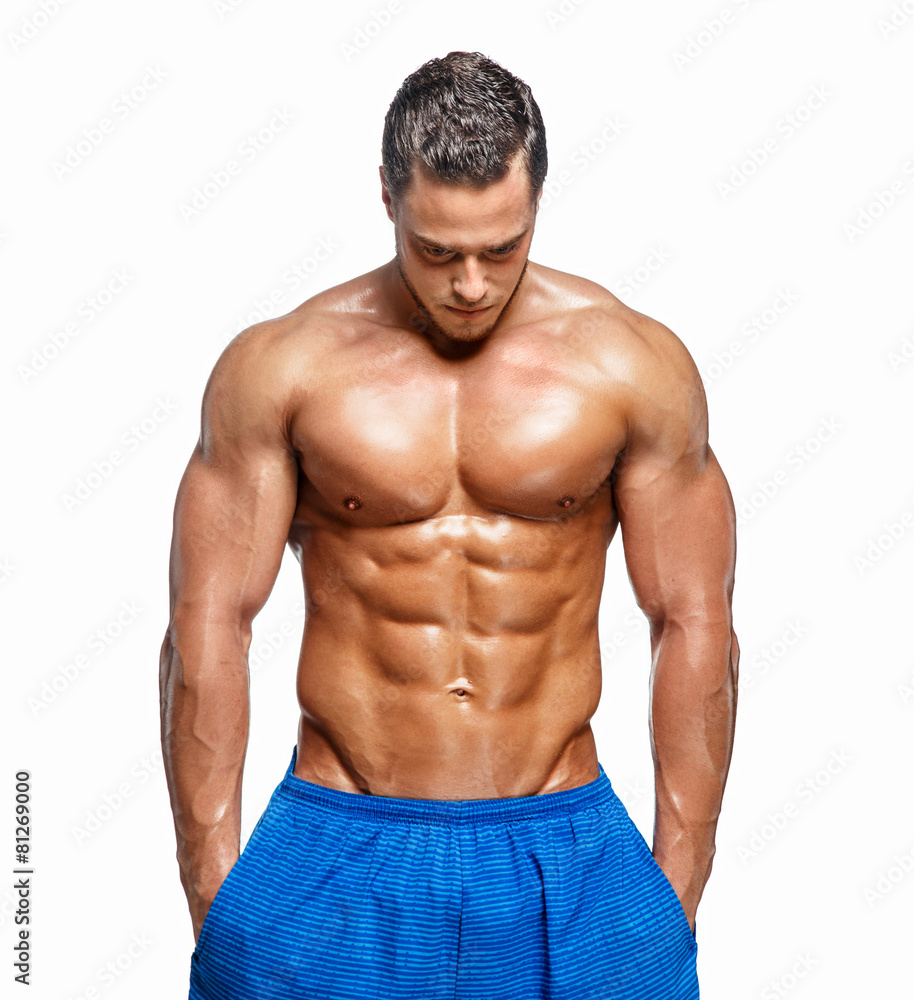 Fototapeta premium Fitness man posing in studio