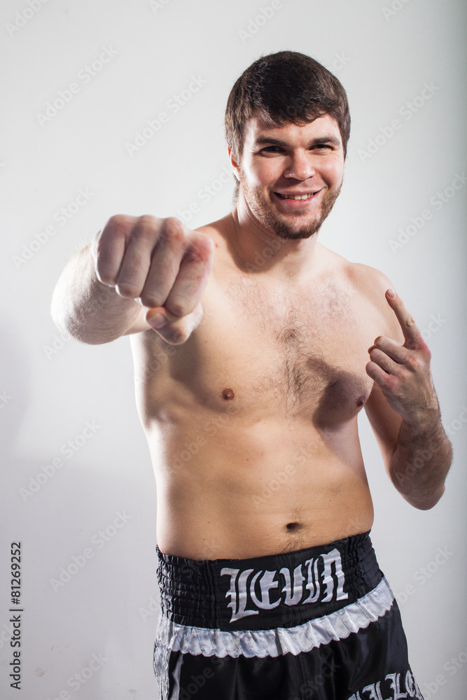 Obraz premium Thai boxing Artem Levin in studio