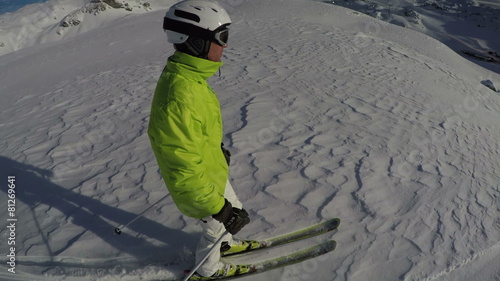 skiing on fresh snow photo