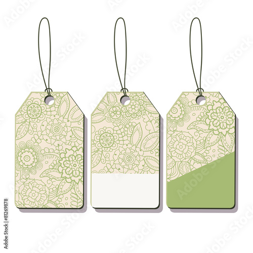 Set of sale tags.