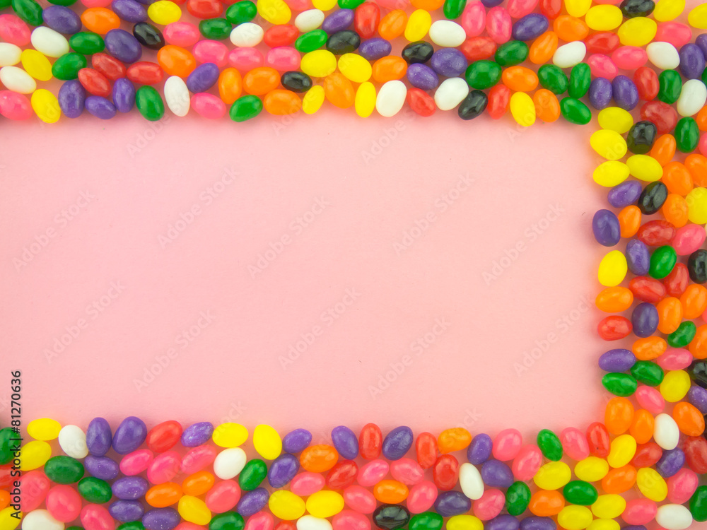 Jelly Beans Frame and Background ( Pink Background ) Jelly Beans Frame and Background ( Pink Background )
