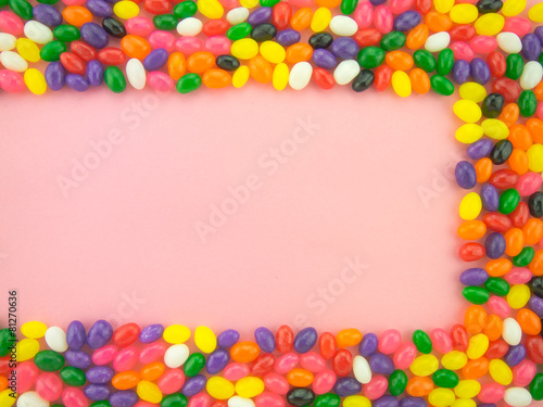 Jelly Beans Frame and Background ( Pink Background )