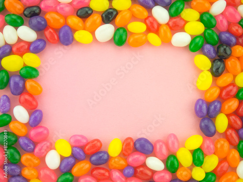 Jelly Beans Frame and Background ( Pink Background )
