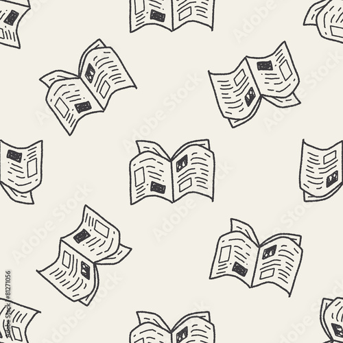 newspaper doodle drawing seamless pattern background