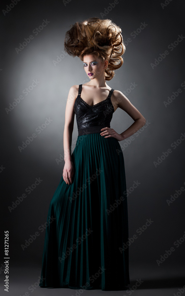 Attractive model posing with creative hairstyle Attractive model posing with creative hairstyle