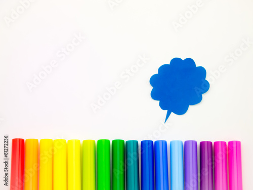Colorful Balloons and Pens (White Background)