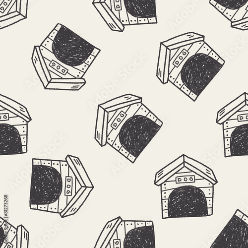doodle dog house seamless pattern background