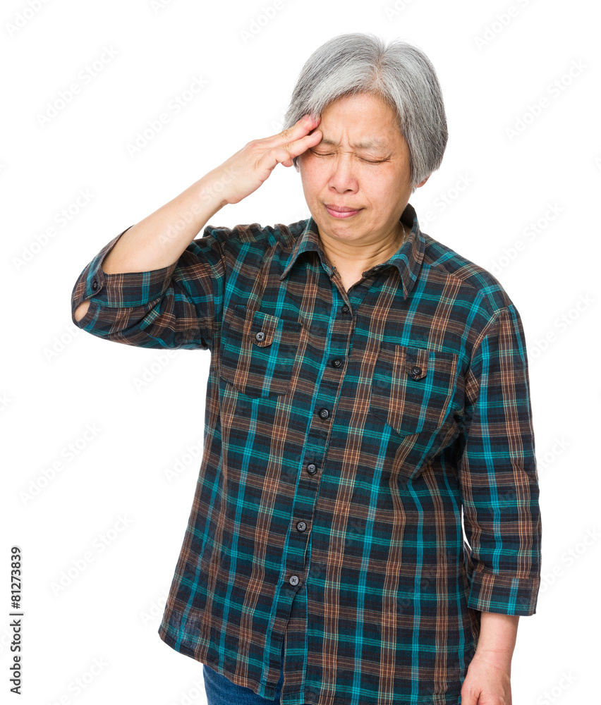 Old woman feel headache Old woman feel headache