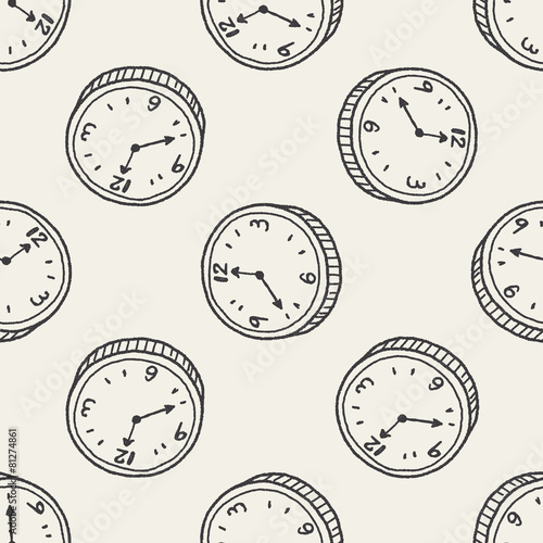 clock doodle seamless pattern background