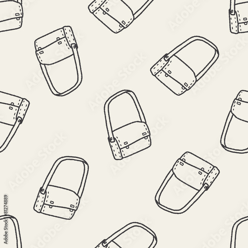 school bag doodle seamless pattern background