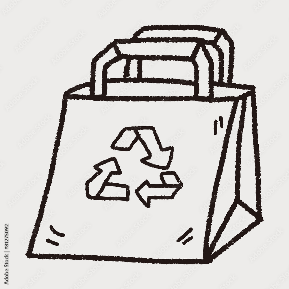 Environmental protection concept; Recycled shopping bag; doodle Environmental protection concept; Recycled shopping bag; doodle