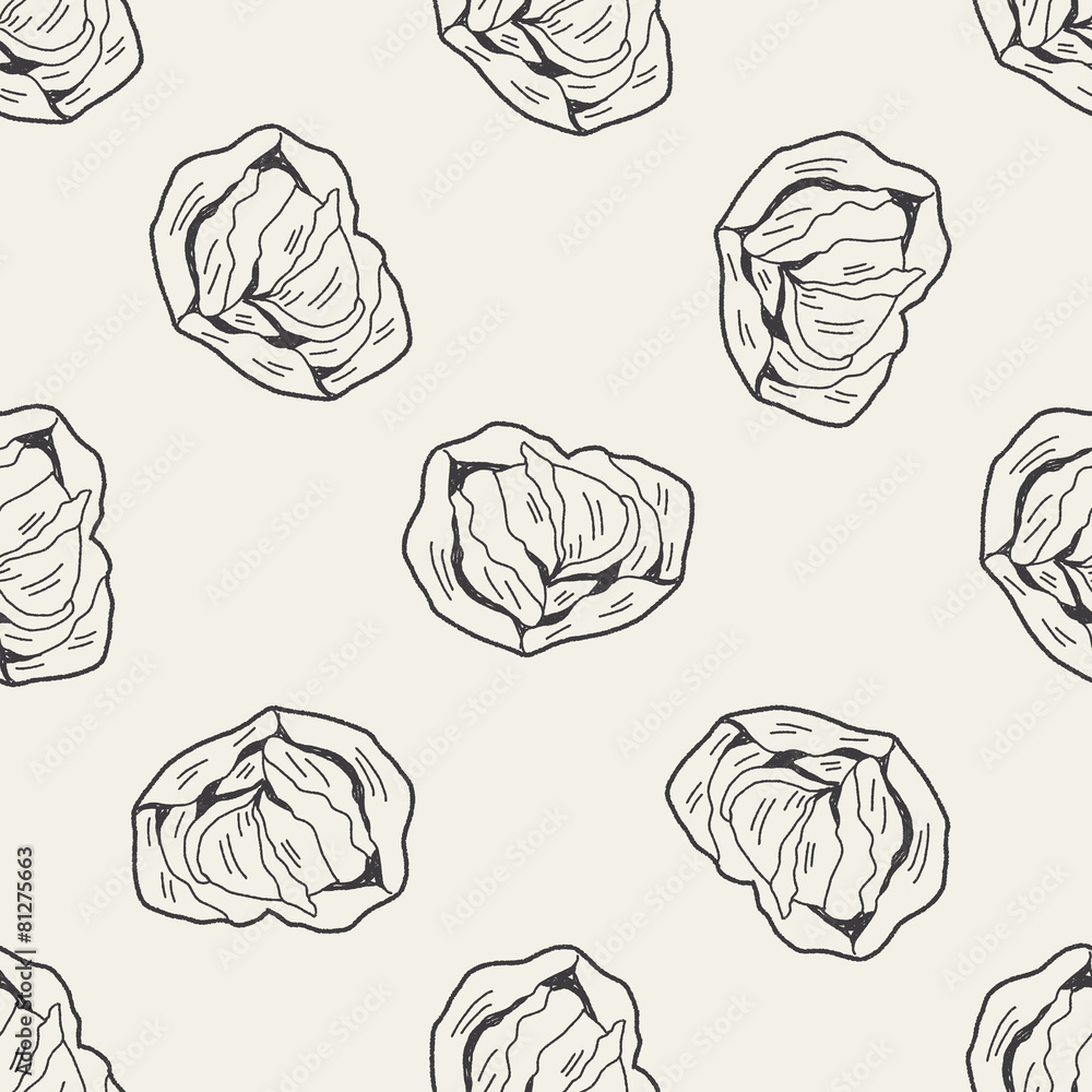 Cabbage doodle seamless pattern background Cabbage doodle seamless pattern background