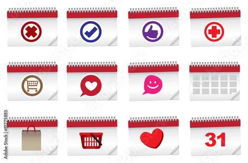 Internet Icon and Symbols on Calendars Vector Icon Set