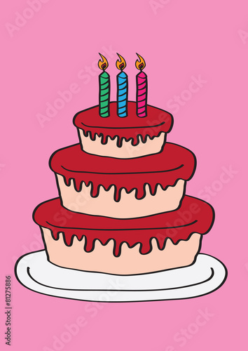Three Tier Birthday Cake with Three Candles