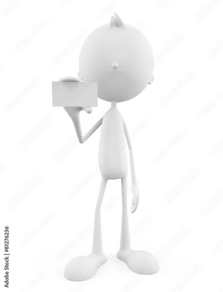 White character with visiting card White character with visiting card