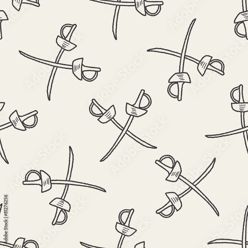 fencing doodle seamless pattern background