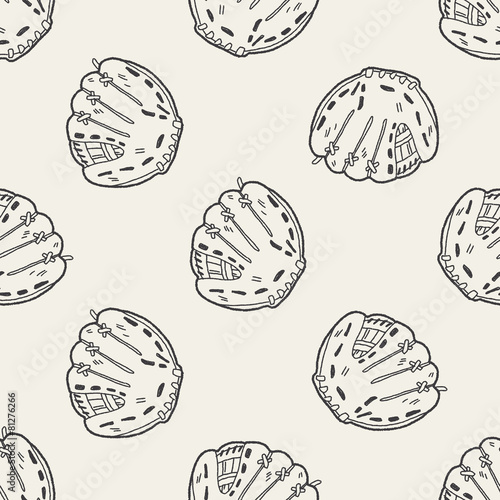 baseball glove doodle seamless pattern background