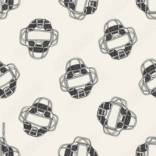 baseball catcher doodle seamless pattern background