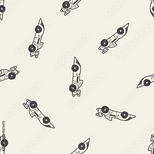 racing doodle seamless pattern background