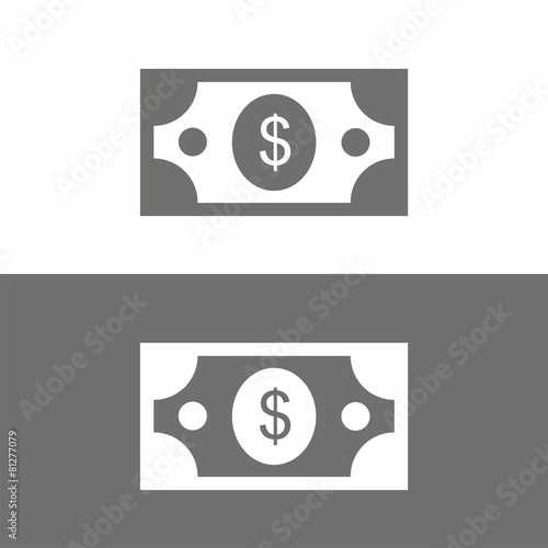 Icono billete dólar BN