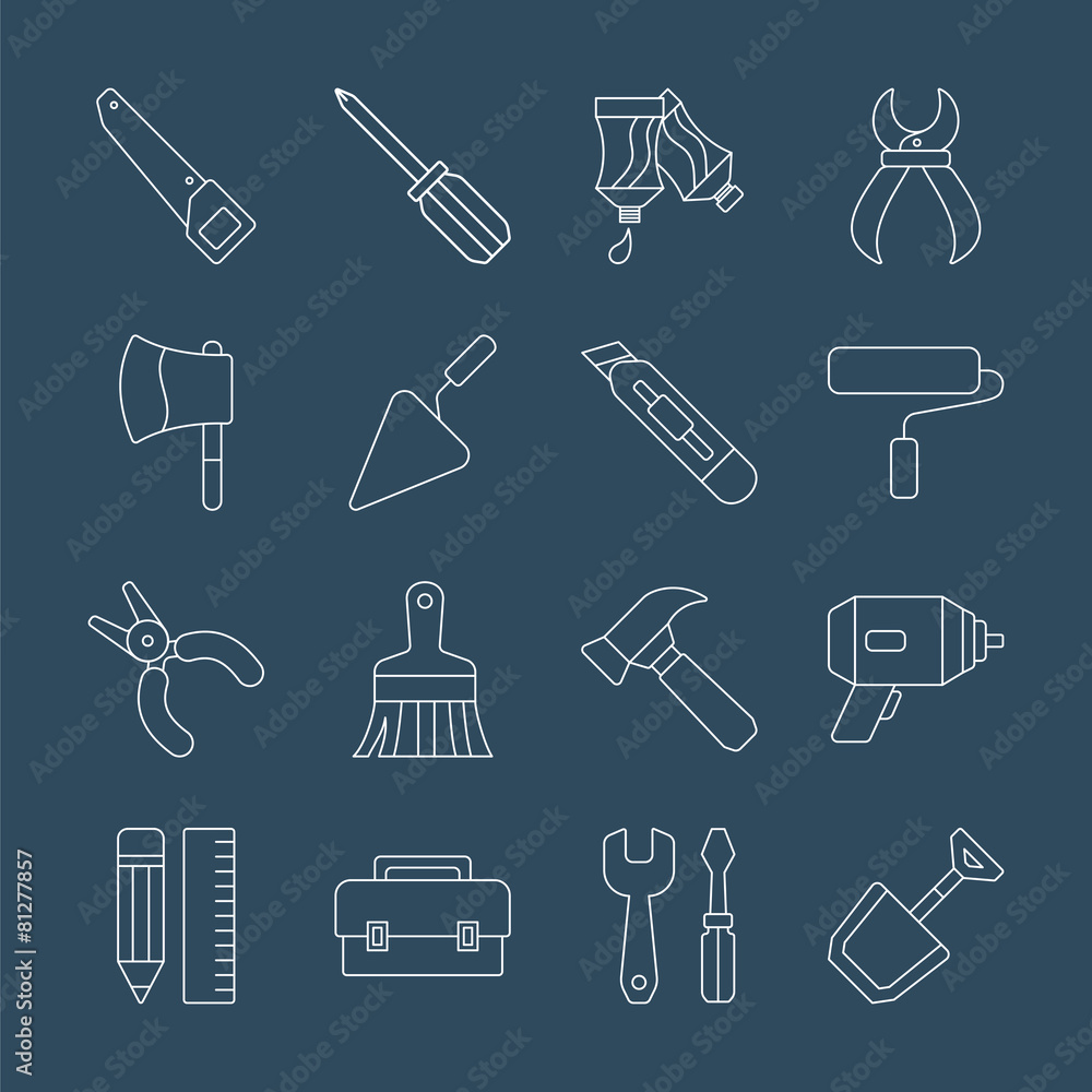 Tool line icon set Tool line icon set