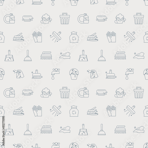 cleaning line icon pattern set
