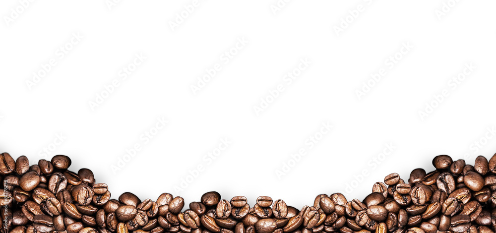 coffee beans white background - obrazy, fototapety, plakaty 