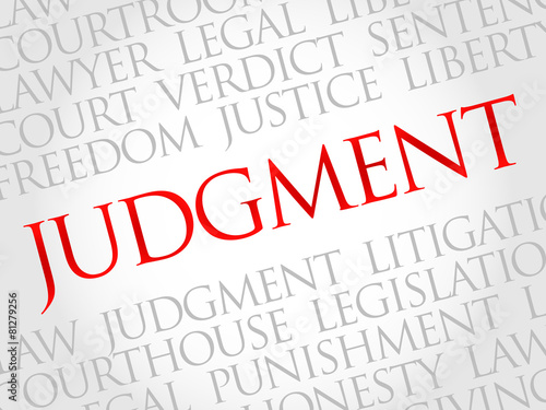 Judgement word cloud concept