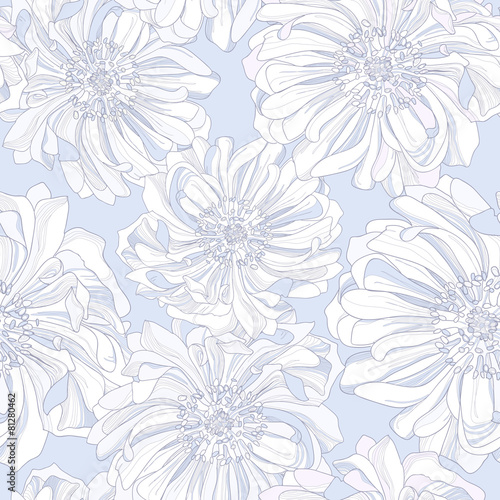 Seamless vector pattern of botanical flowers.