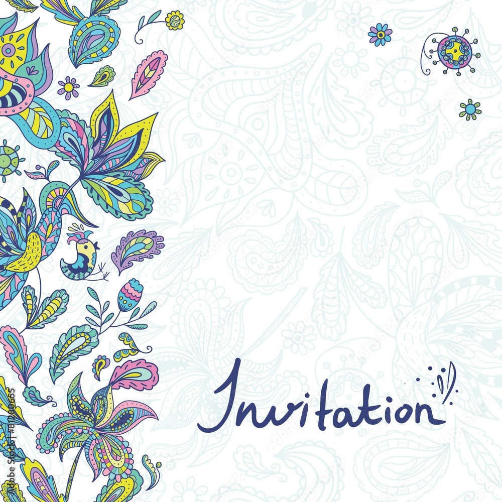 Invitation Template with Paisley Ornaments