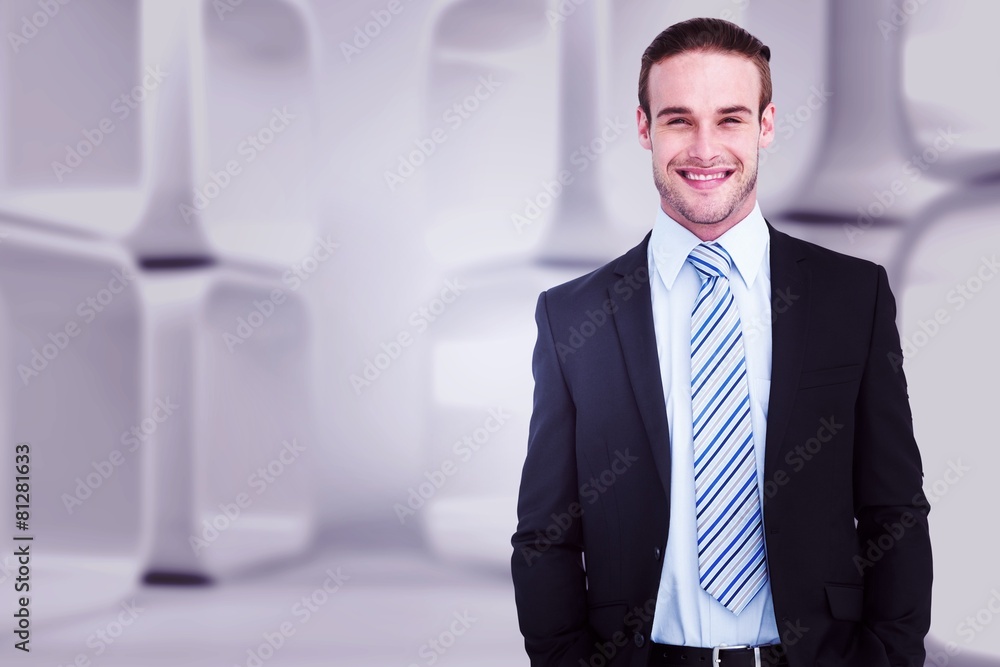 smiling elegant businessman with hands in pocket smiling elegant businessman with hands in pocket