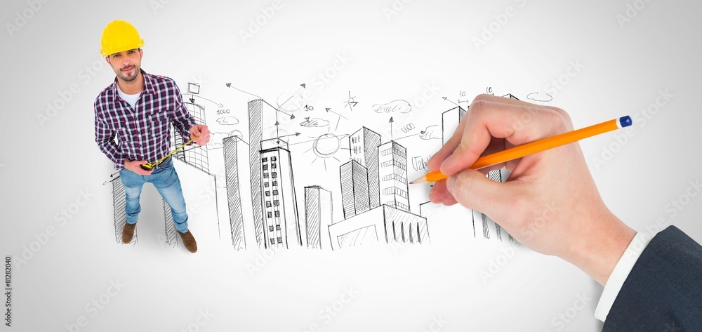 Obraz premium Composite image of hand writing with a pencil