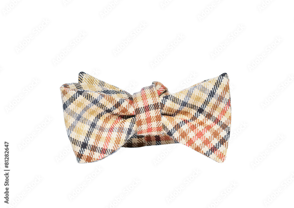 Plaid bow tie close up on white isolated on white Plaid bow tie close up on white isolated on white