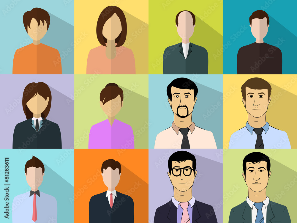 Set of different male and female business characters. Set of different male and female business characters.