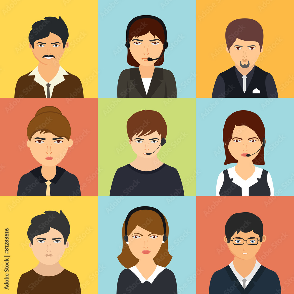 Set of different male and female business characters Set of different male and female business characters