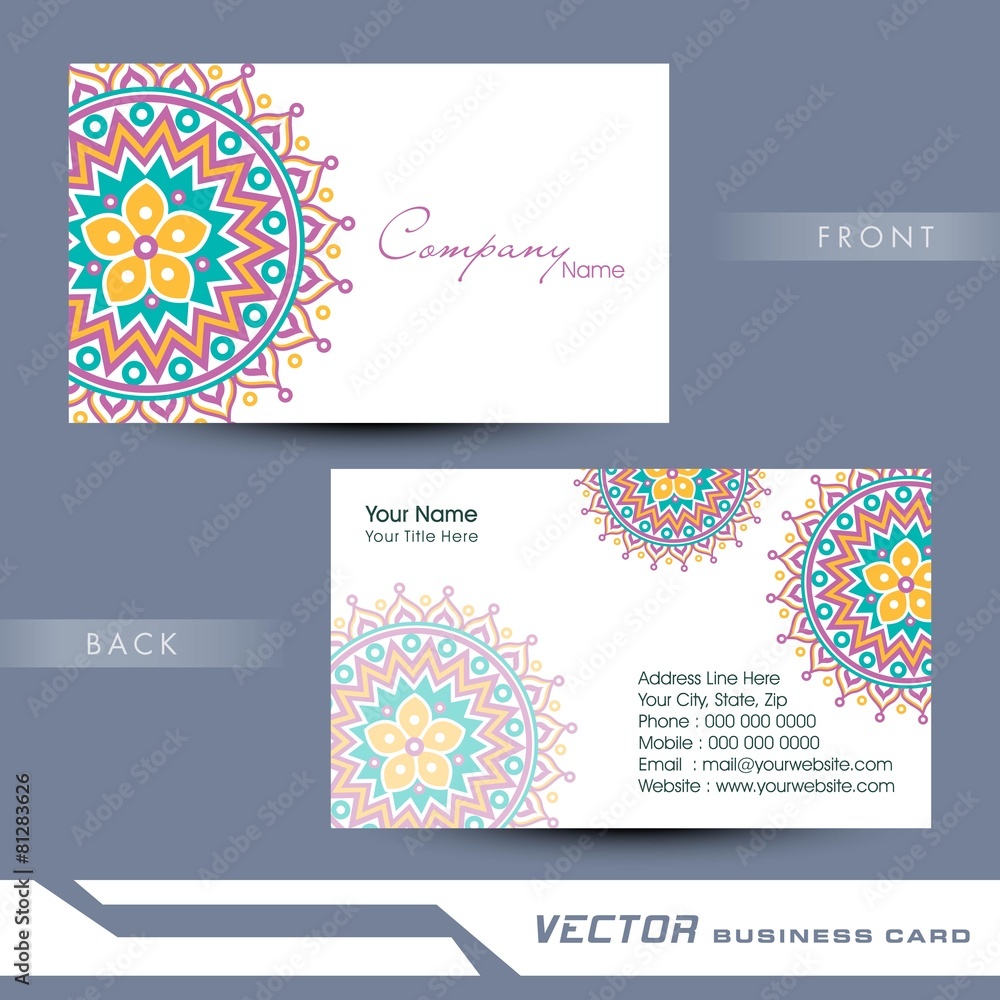 Professional floral design decorated business card.