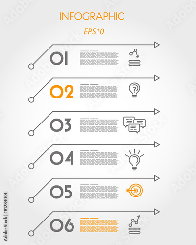 six linear infographic arrows