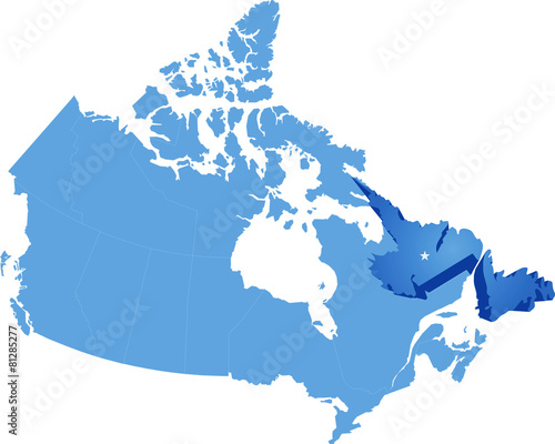 Map of Canada - Newfoundland and Labrador province