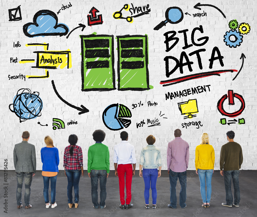 Fototapeta premium Ethnicity Cheerful Group Big Data Information Data Concept