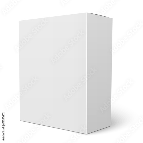 White vertical cardboard box template. © MockupSpot