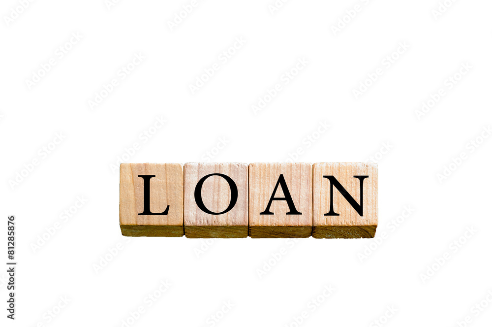 Word LOAN isolated on white background with copy space Word LOAN isolated on white background with copy space