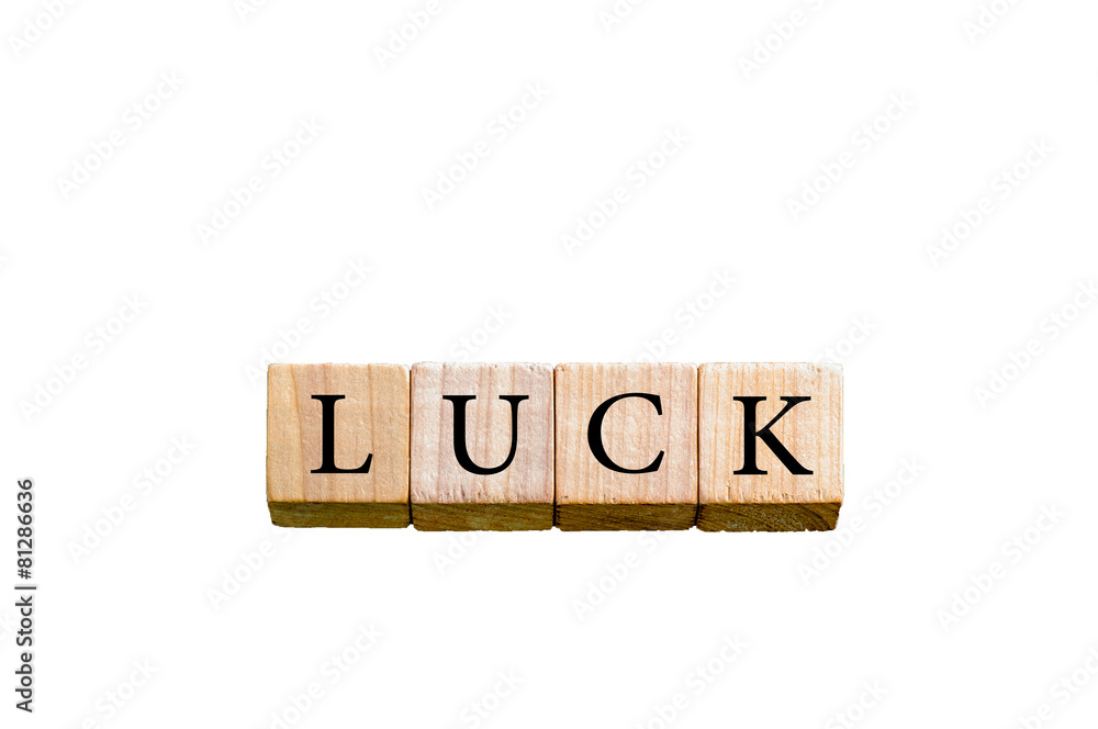 Word LUCK isolated on white background with copy space Word LUCK isolated on white background with copy space